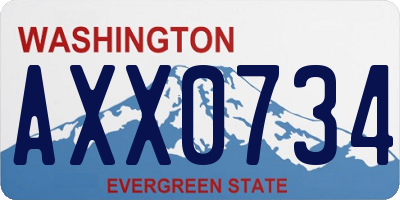 WA license plate AXX0734