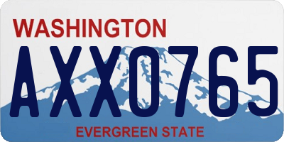 WA license plate AXX0765