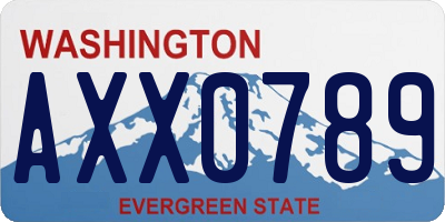 WA license plate AXX0789