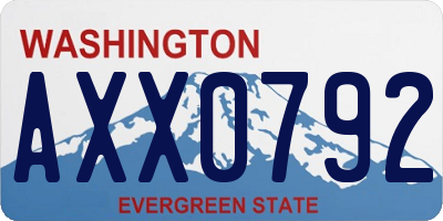 WA license plate AXX0792
