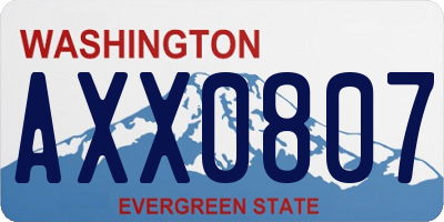 WA license plate AXX0807