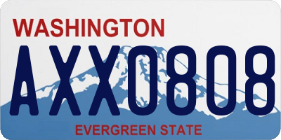 WA license plate AXX0808