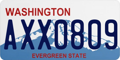 WA license plate AXX0809