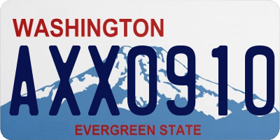 WA license plate AXX0910