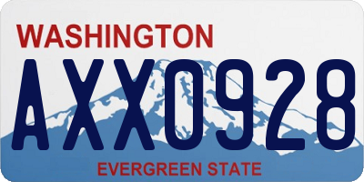 WA license plate AXX0928