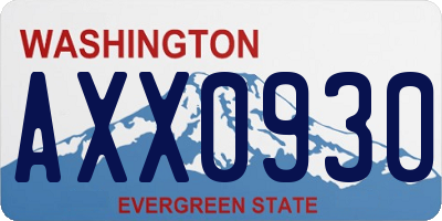 WA license plate AXX0930