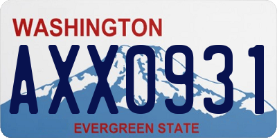 WA license plate AXX0931