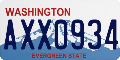 WA license plate AXX0934