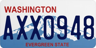 WA license plate AXX0948