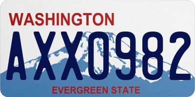 WA license plate AXX0982