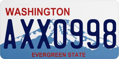 WA license plate AXX0998