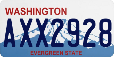 WA license plate AXX2928