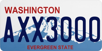 WA license plate AXX3000