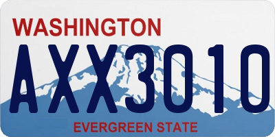 WA license plate AXX3010