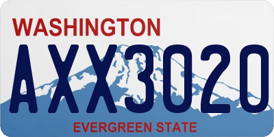 WA license plate AXX3020