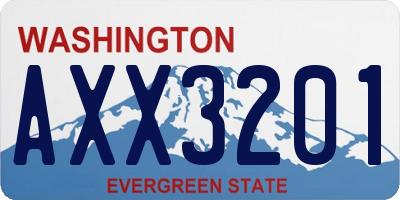WA license plate AXX3201