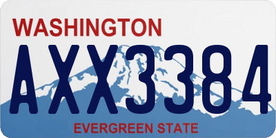 WA license plate AXX3384