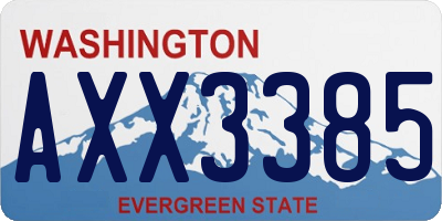 WA license plate AXX3385