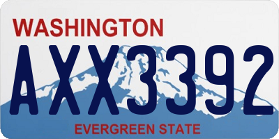 WA license plate AXX3392