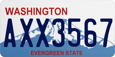 WA license plate AXX3567