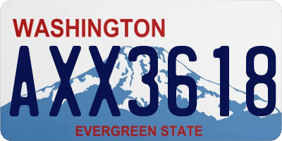 WA license plate AXX3618