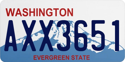 WA license plate AXX3651