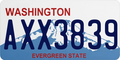 WA license plate AXX3839