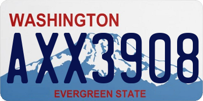 WA license plate AXX3908