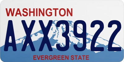 WA license plate AXX3922