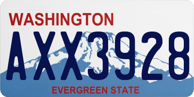 WA license plate AXX3928