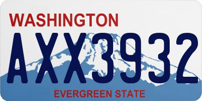 WA license plate AXX3932