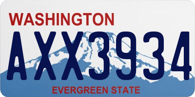 WA license plate AXX3934