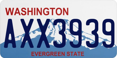 WA license plate AXX3939