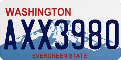 WA license plate AXX3980