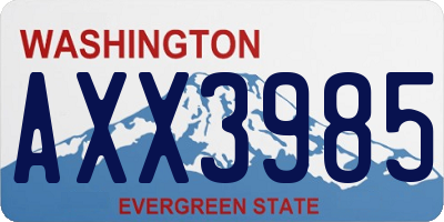 WA license plate AXX3985