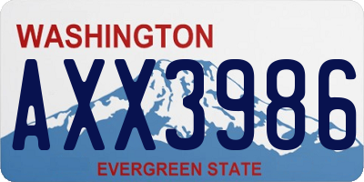 WA license plate AXX3986