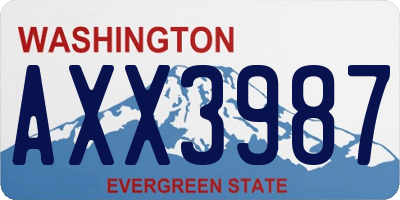 WA license plate AXX3987