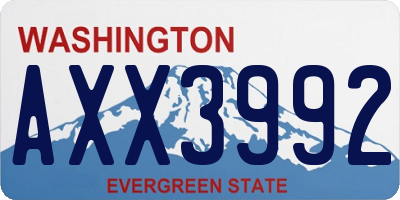 WA license plate AXX3992