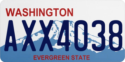WA license plate AXX4038