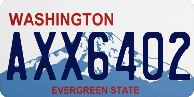 WA license plate AXX6402