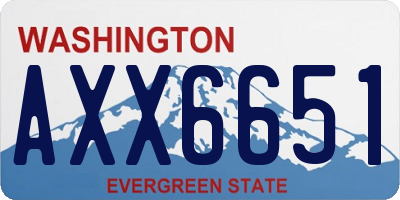 WA license plate AXX6651