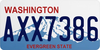 WA license plate AXX7386