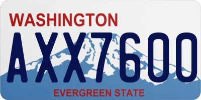 WA license plate AXX7600
