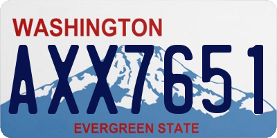 WA license plate AXX7651
