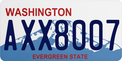 WA license plate AXX8007