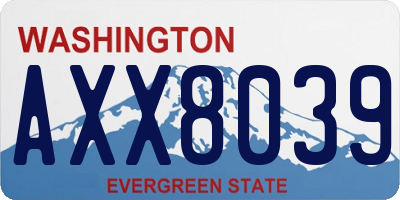 WA license plate AXX8039