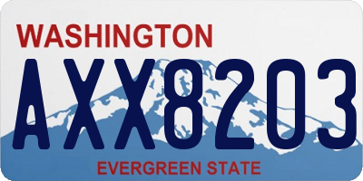 WA license plate AXX8203