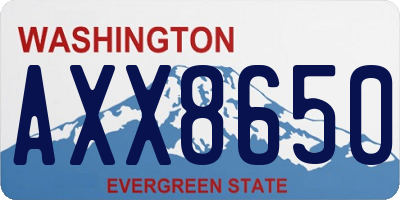 WA license plate AXX8650