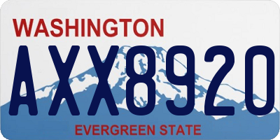 WA license plate AXX8920
