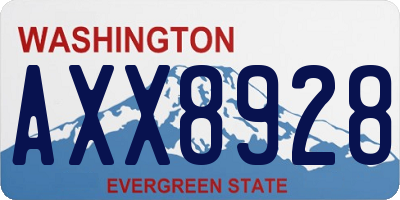 WA license plate AXX8928